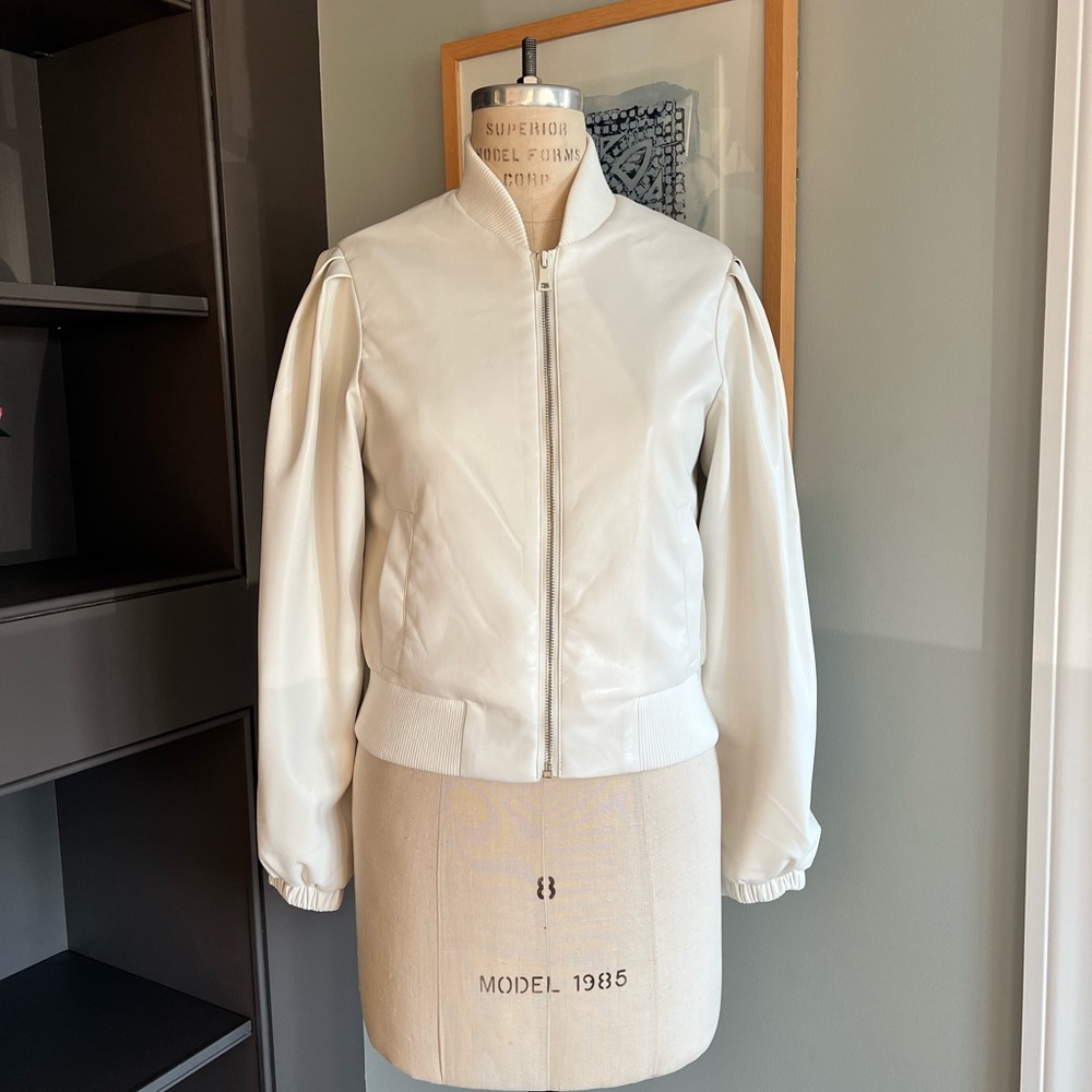 Women's White Bomber Jacket - Picture 2 of 11